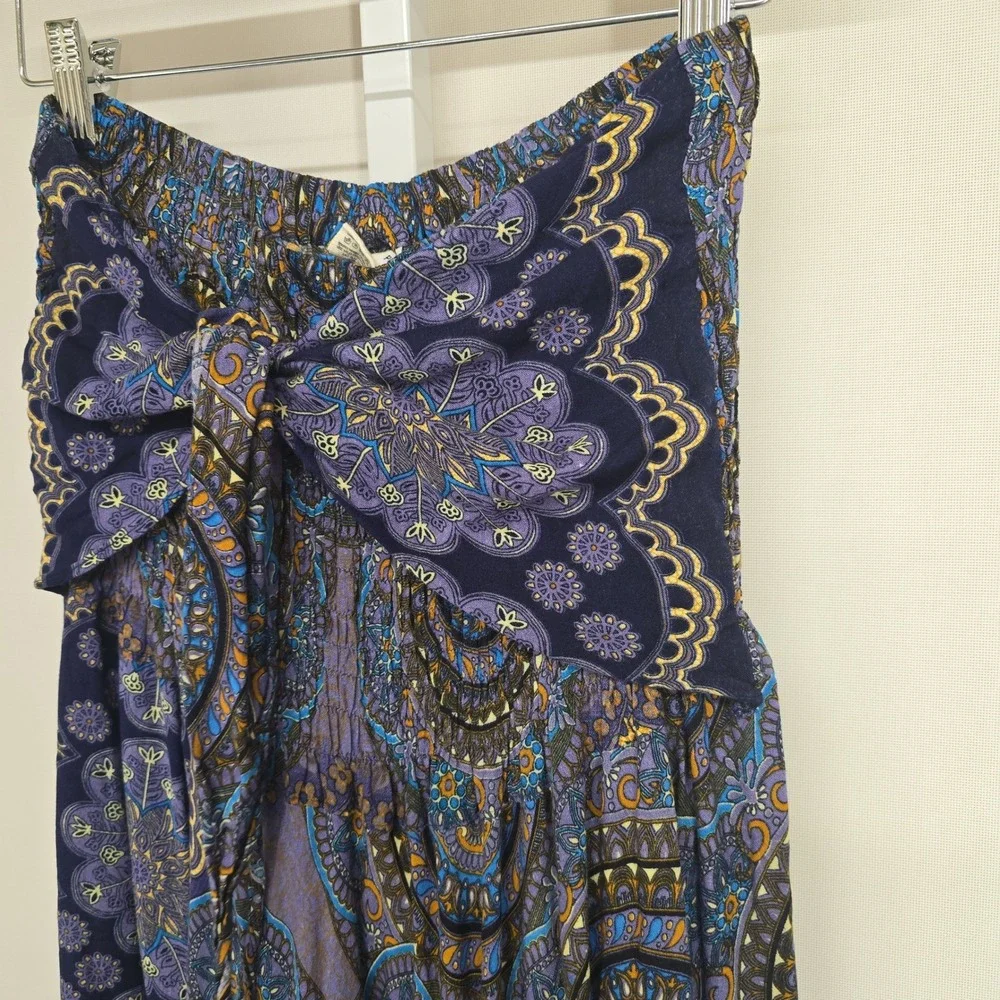 Jook Goods Plus Size Paisley Smocked Strapless Maxi‎ Dress Boho Festival